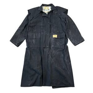 Vintage Australian Stockman’s Oilskin Duster Coat Feather Top XL